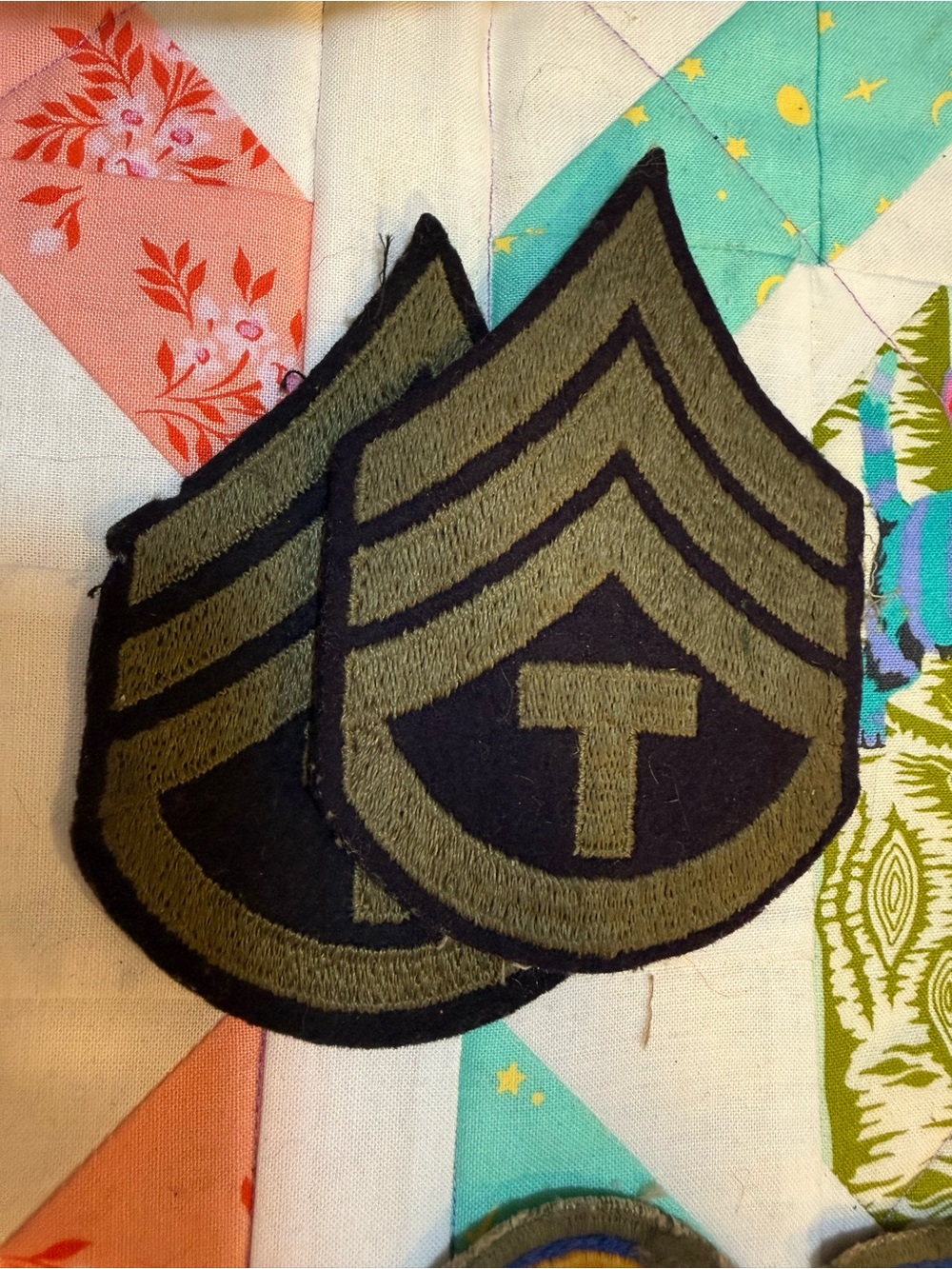 Ww2 Olive Green & Black Patch Pair